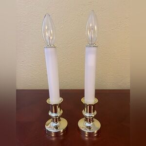 Vintage, Old Fashioned Glass Light Bulb Battery Operated Christmas Candlesticks